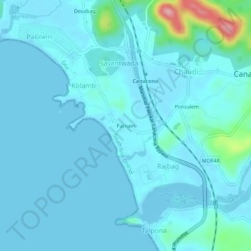 Topografische Karte Patnam, Höhe, Relief