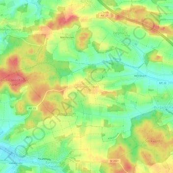 Topografische Karte Landmannsdorf, Höhe, Relief