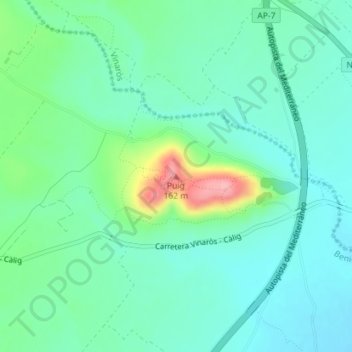 Topografische Karte Puig, Höhe, Relief