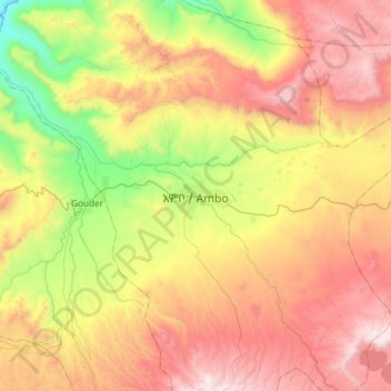 Topografische Karte አምቦ / Ambo, Höhe, Relief
