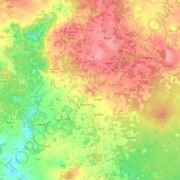 Topografische Karte Cere, Höhe, Relief