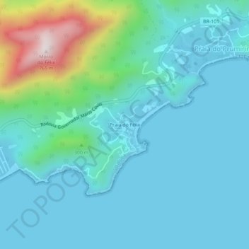 Topografische Karte Praia do Félix, Höhe, Relief