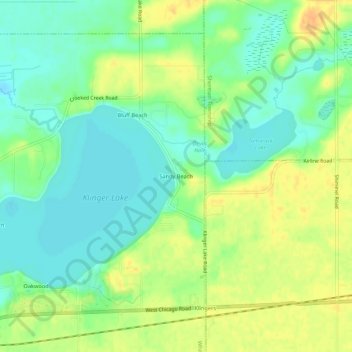 Topografische Karte Sandy Beach, Höhe, Relief