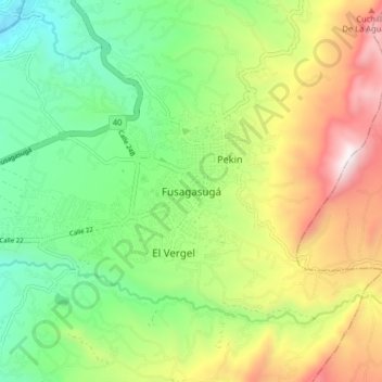 Topografische Karte Fusagasugá, Höhe, Relief