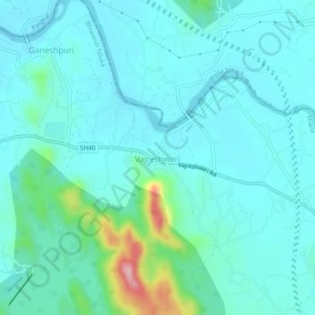 Topografische Karte Vajreshwari, Höhe, Relief