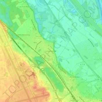 Topografische Karte Langenhaeuser, Höhe, Relief