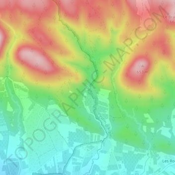 Topografische Karte Source du Mirail, Höhe, Relief