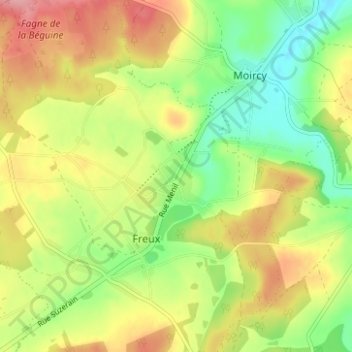 Topografische Karte Freux-Ménil, Höhe, Relief