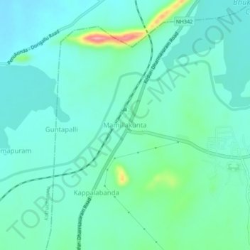 Topografische Karte Mamillakunta, Höhe, Relief