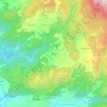 Topografische Karte Cabo, Höhe, Relief