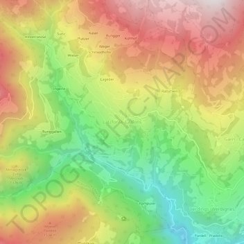 Topografische Karte Lazfons, Höhe, Relief