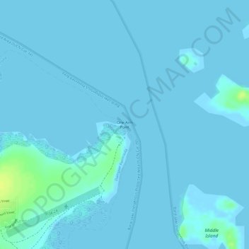 Topografische Karte One Arm Point, Höhe, Relief