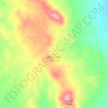 Topografische Karte Black Hills, Höhe, Relief
