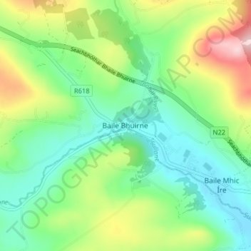 Topografische Karte Ballyvourney, Höhe, Relief