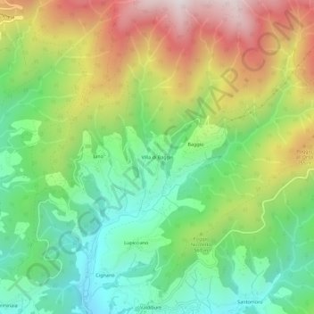 Topografische Karte Villa di Baggio, Höhe, Relief