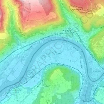 Topografische Karte Full, Höhe, Relief