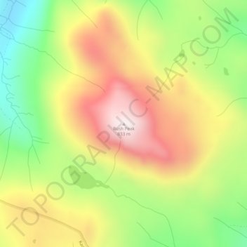 Topografische Karte Rush Peak, Höhe, Relief