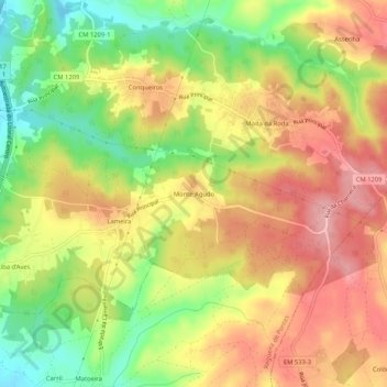 Topografische Karte Monte Agudo, Höhe, Relief