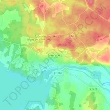 Topografische Karte Borensberg, Höhe, Relief