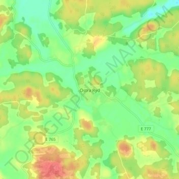 Topografische Karte Östra Ryd, Höhe, Relief