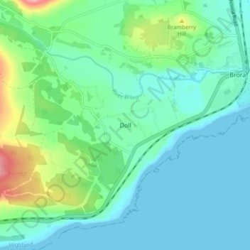 Topografische Karte Doll, Höhe, Relief
