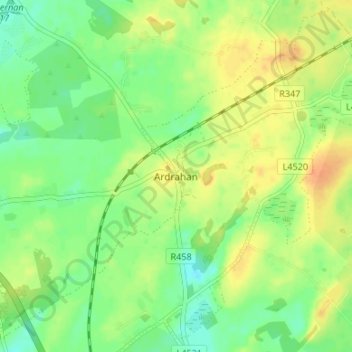Topografische Karte Ardrahan, Höhe, Relief