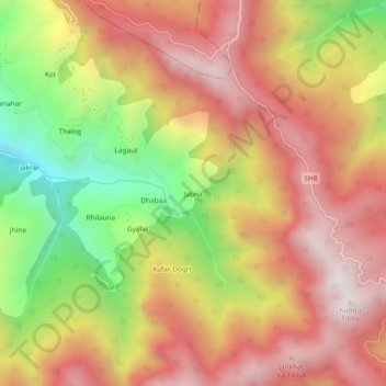 Topografische Karte Jabna, Höhe, Relief