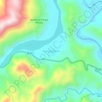 Topografische Karte Pampa Michi, Höhe, Relief