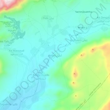 Topografische Karte Asoul, Höhe, Relief