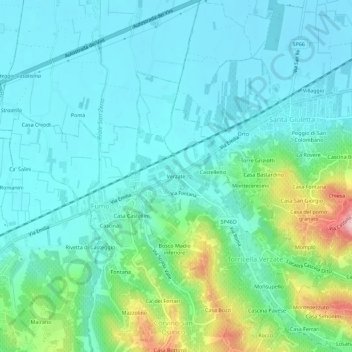Topografische Karte Verzate, Höhe, Relief