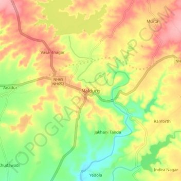 Topografische Karte Naldurg, Höhe, Relief