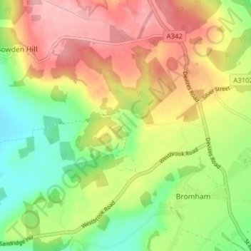 Topografische Karte Chittoe, Höhe, Relief