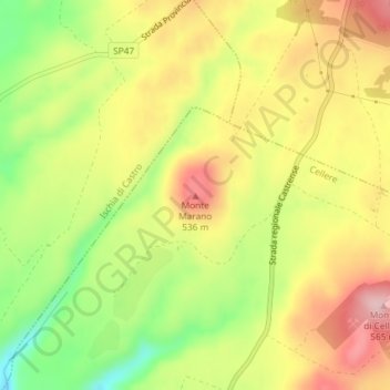 Topografische Karte Monte Marano, Höhe, Relief