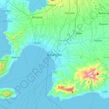 Topografische Karte Batangas City, Höhe, Relief