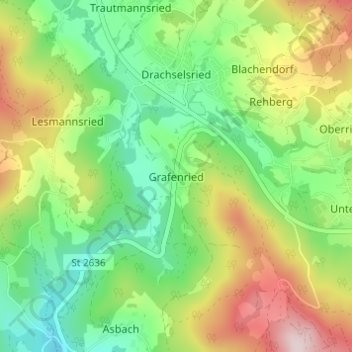 Topografische Karte Grafenried, Höhe, Relief