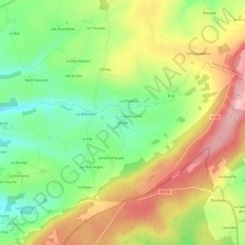 Topografische Karte Entrée, Höhe, Relief