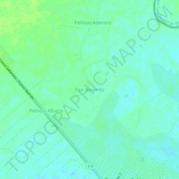 Topografische Karte Flor Amarillo, Höhe, Relief