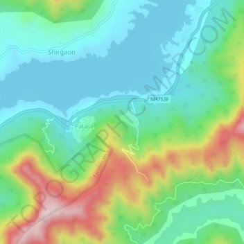 Topografische Karte Mulshi, Höhe, Relief