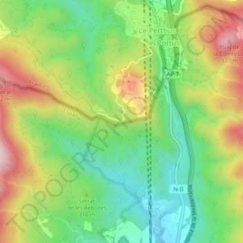Topografische Karte Col de Panissars, Höhe, Relief
