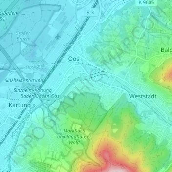 Topografische Karte Cité, Höhe, Relief