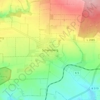 Topografische Karte Schernberg, Höhe, Relief