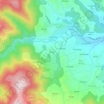 Topografische Karte Cambié, Höhe, Relief