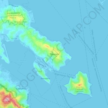 Topografische Karte Tiburon, Höhe, Relief
