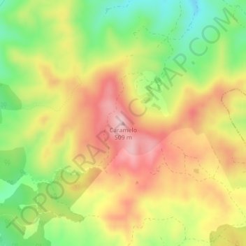 Topografische Karte Caramelo, Höhe, Relief