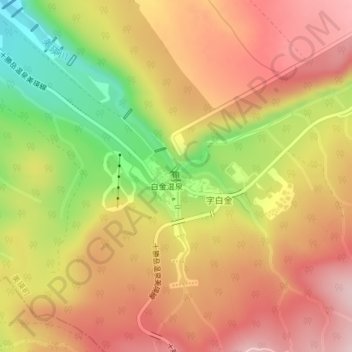 Topografische Karte Shirahige Falls, Höhe, Relief