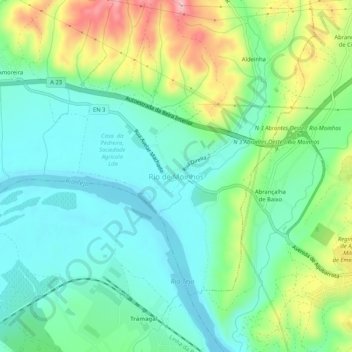 Topografische Karte Rio de Moinhos, Höhe, Relief