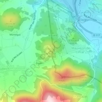 Topografische Karte la Roque, Höhe, Relief