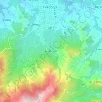 Topografische Karte Las Delicias, Höhe, Relief