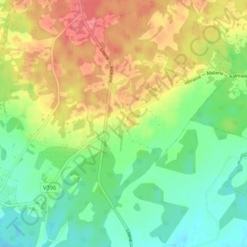 Topografische Karte Vecanna, Höhe, Relief