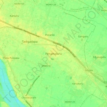 Topografische Karte Penamaluru, Höhe, Relief